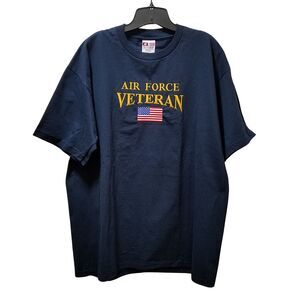 Grunt Apparel U.S. Air Force Veteran T-Shirt Men’s XL Navy Blue Embroidered